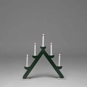 Lysestage 5 Lys Med Grå Ringe E10 IP20 Træ Grøn Konstsmide