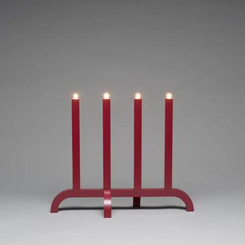 Candlestick 4 Candles E10 IP20 Wood Red Konstsmide