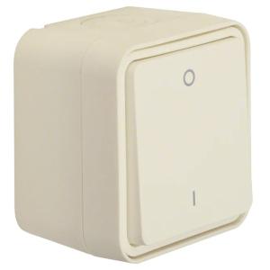 Afbryder 2-Polet W.1 Overflademonteret Tænd/Sluk 76x76x61,5mm 10A 250V IP55 Hvid Hager