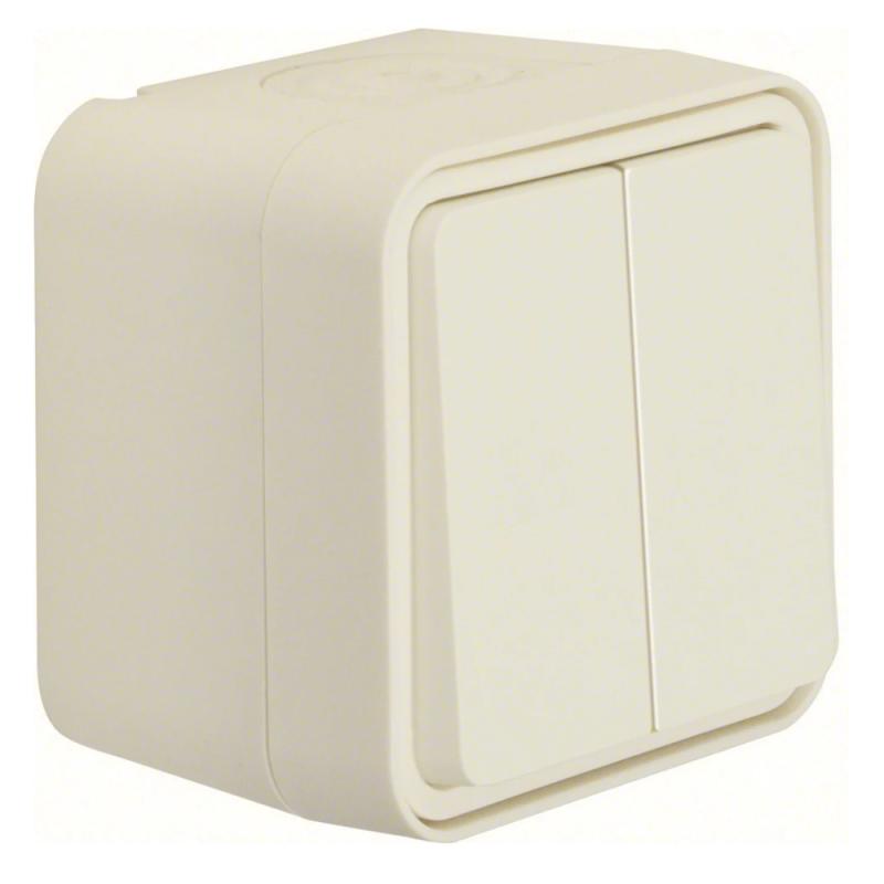 Strömställare Kron W.1 Utanpåliggande 76x76x61,5mm 10A 250V IP55 Vit Hager