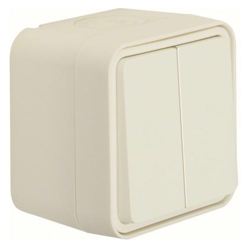 Afbryderkrone W.1 Overflademonteret 76x76x61,5mm 10A 250V IP55 Hvid Hager