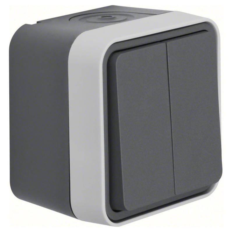 Strömställare Kron W.1 Utanpåliggande 76x76x61,5mm 10A 250V IP55 Grå Hager
