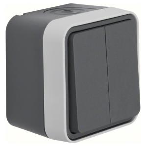 Afbryder Krone W.1 Overflademonteret 76x76x61,5mm 10A 250V IP55 Grå Hager