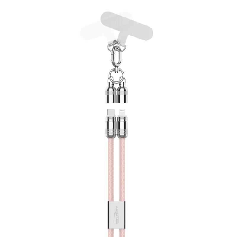 Opladningskabel USB C Lightning 2-I-1 Pink Ansmann