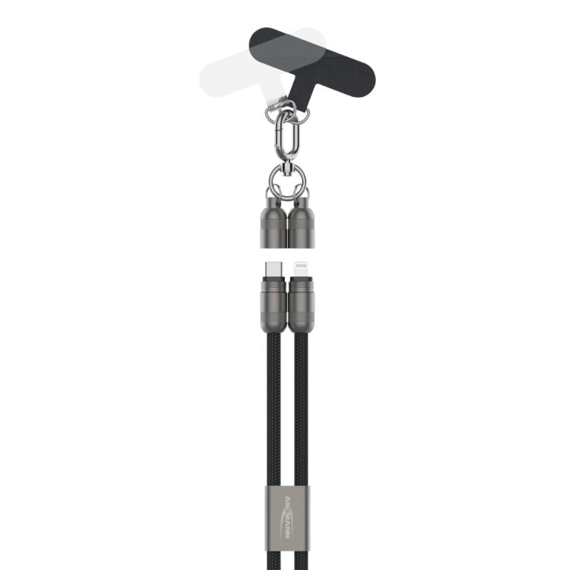 Opladningskabel USB C Lightning 2-I-1 Sort Ansmann