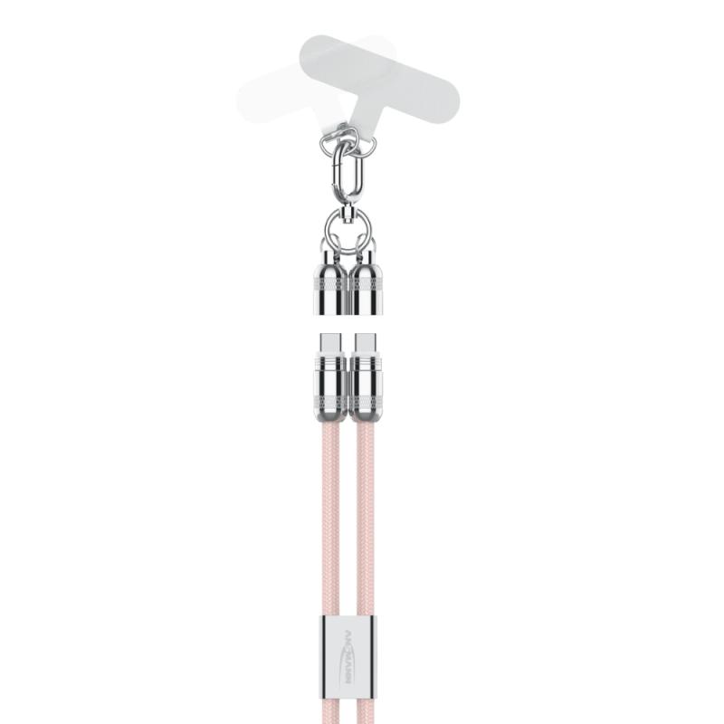 Opladningskabel USB C-USB C 2-I-1 Pink Ansmann