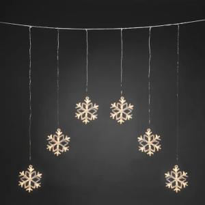 Curtain Loop 6 Snowflakes 8 Warm White LED Star IP44 Clear Konstsmide