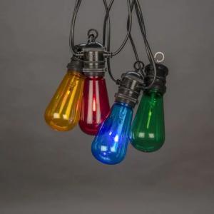 Lyskæde 10 Flerfarvede LED Udskiftelige E27 IP44 Sort/Multifarvet Konstsmide