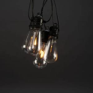 Lyskæde 10 Ravfarvede LED Udskiftelige E27 IP44 Sort/Klar Konstsmide