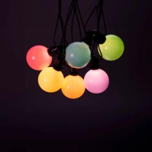 Batteridrevet Lyskæde 10 Varm Hvide LED Solpanel IP44 Pastelfarvet Konstsmide