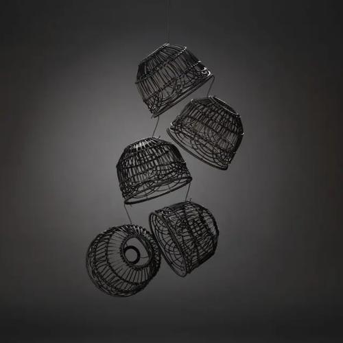 Stor Lampeskærm I Rotting IP44 Sort 5stk Konstsmide