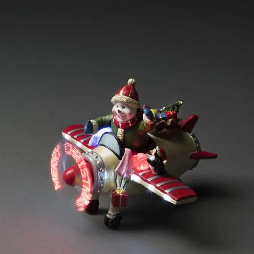 Fiberoptisk Flyvemaskine Med Snemand 8 LED IP20 Flerfarvet Konstsmide