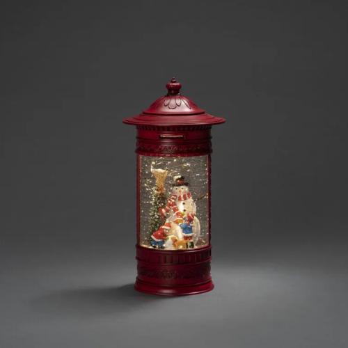 Vandfyldt Lanternepostkasse Med Snemand IP20 Rød Konstsmide