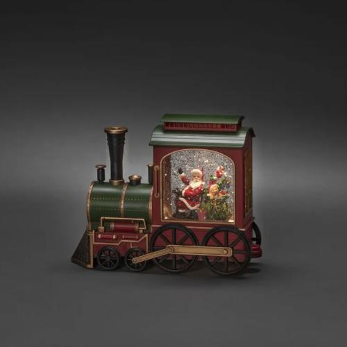 Batteridrevet Vandfyldt Tog Med Julemanden LED IP20 Flerfarvet Konstsmide