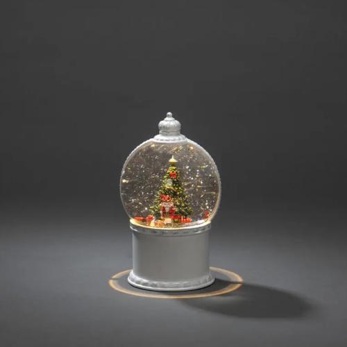 B/O Water Filled Lantern Santa Claus And Christmas Tree 1 LED IP20 Antique White Konstsmide