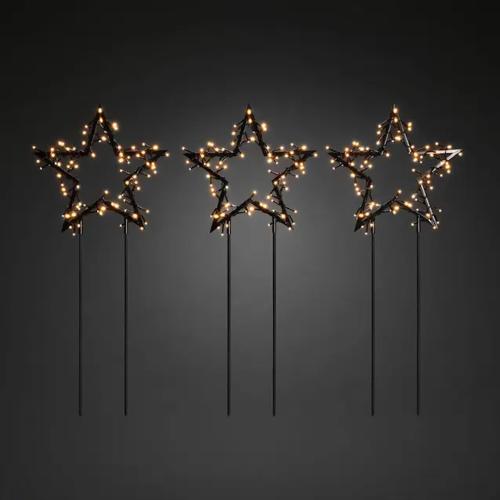 3 Stjärnor På Pinne 240 Amber LED IP44 Svart Konstsmide