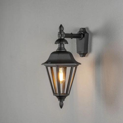Pallas Wall Lamp Down E27 230-240V IP23 Black Konstsmide