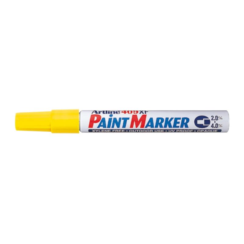 Mærkepen 409XF, 2-4mm, Gul, 12stk, Artline