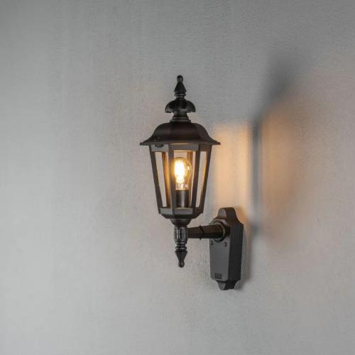 Pallas Wall Lamp Up E27 230-240V IP23 Black Konstsmide