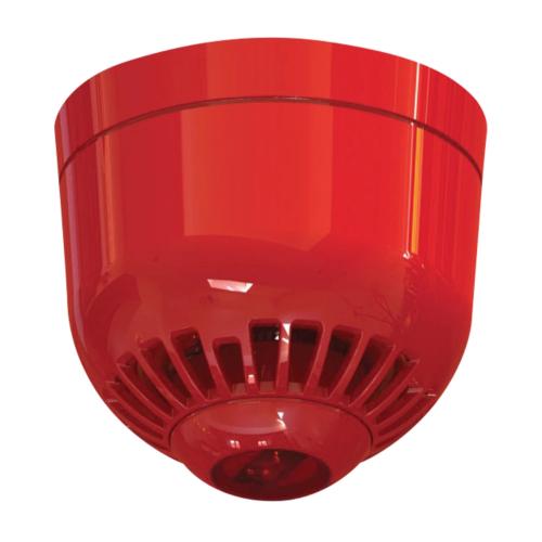 Red Siren With Red Strobe Light For Ceiling Mount 17-32VDC IP21 Kidde Commercial