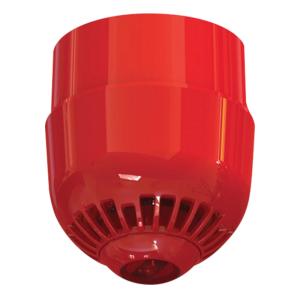 Red Siren With Red Strobe Light For Ceiling Mount 17-32VDC IP65 Kidde Commercial