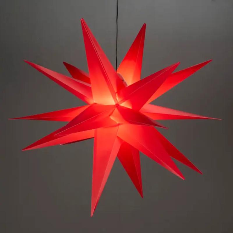 3D Stjerne Udendørs Varm Hvid LED 100cm G4 IP44 Rød Konstsmide