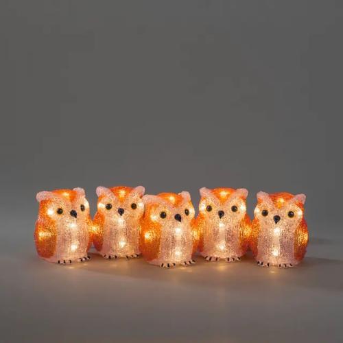 Uglefamilie Akryl 5stk 40 Varmhvide LED IP44 Orange Konstsmide