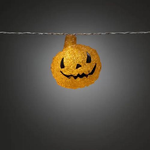 Lyskæder Med 8 Græskar Varm Hvid LED 4xAA IP44 Gul Konstsmide