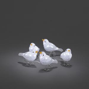 Birds Acrylic 5 Pieces 40 White LED 24V/IP44, Konstsmide