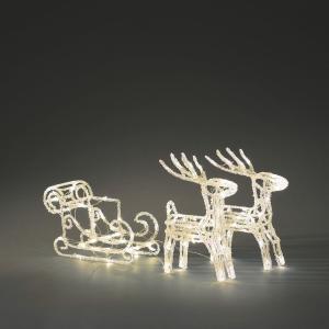 Reindeer+Sleigh Acrylic 96 Warm White LED 24V/IP44, Konstsmide