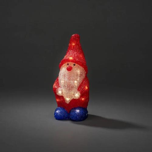 Battery Operated ​Santa Claus Acrylic 26cm 24 Warm White LED IP20 Clear/Red Konstsmide