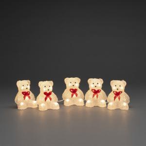 Bears Acrylic 5 Pieces 40 Warm White LED 24V/IP44, Konstsmide