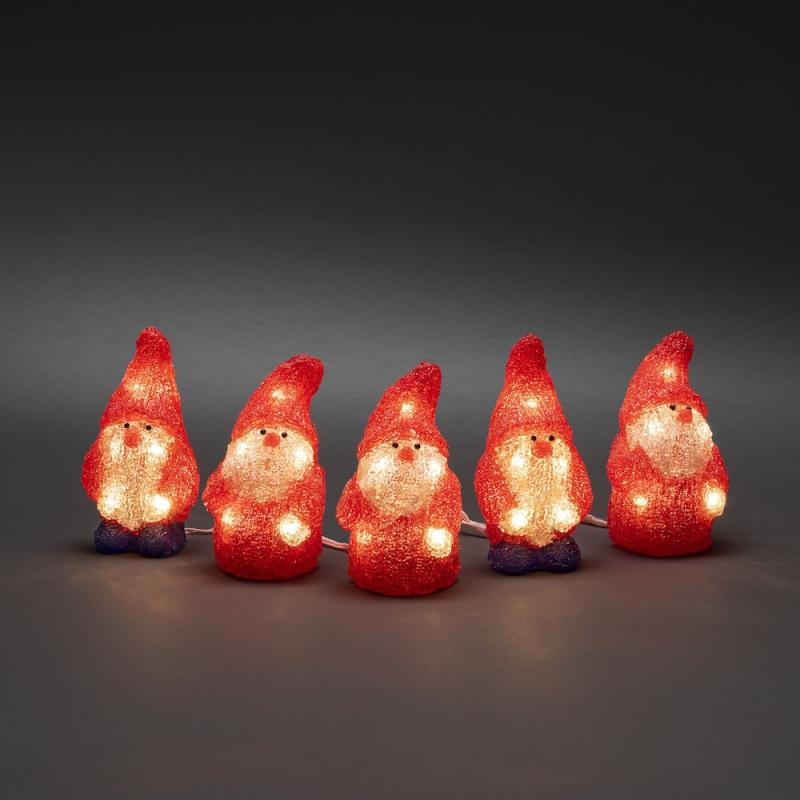 Julemand Akryl 5stk 40 LED IP44 Klar/Rød Konstsmide