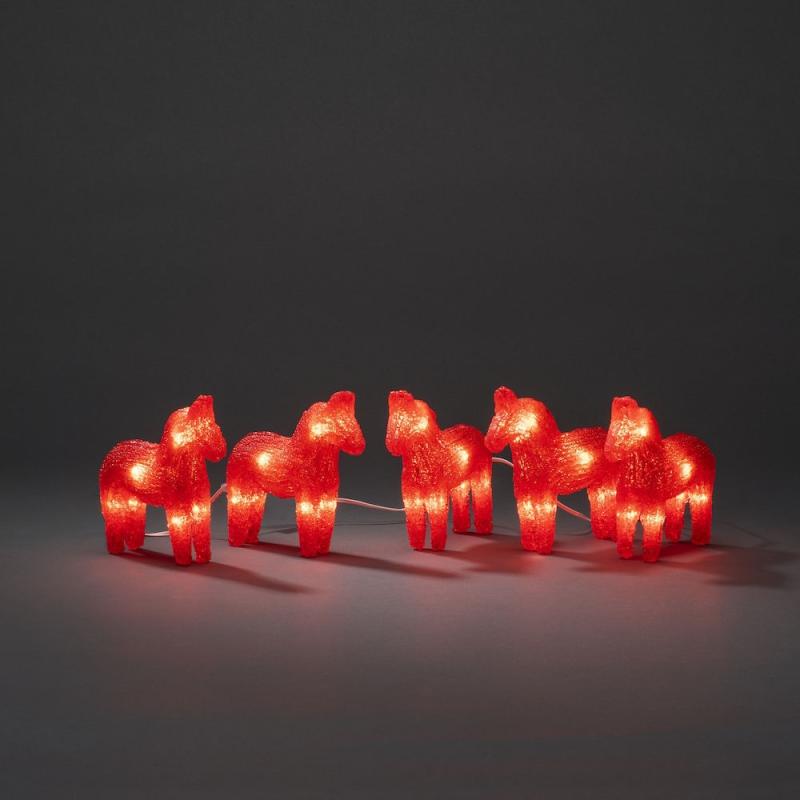 Heste Akryl 40 LED IP44 Rød 5stk Konstsmide