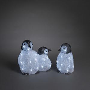 Pingvinfamilie 3 Stk. Akryl 48 Hvide LED 24V/IP44, Konstsmide