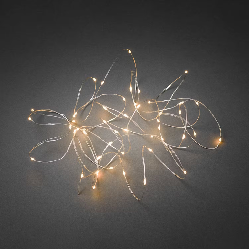 50 Micro Leds String 50 Amber LED Micro 4.9m IP20 Silver Konstsmide