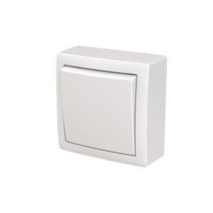 Afbryder Saga Trappehus Overflademonteret 72x72x36mm 16A 250V IP21 Hvid ABB