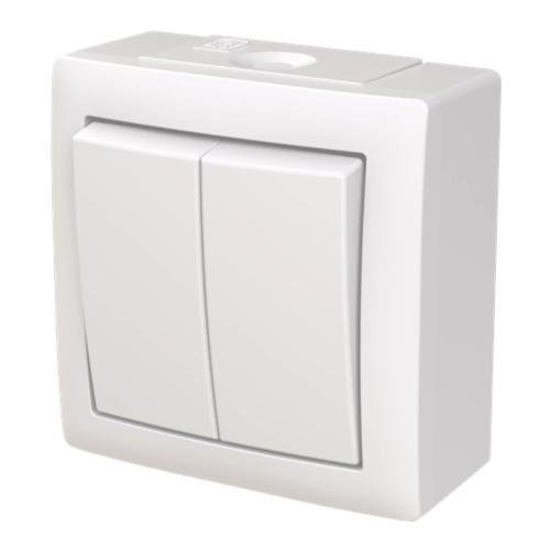 Saga Switch Crown External 75x75x41mm 16A 250V IP44 White ABB