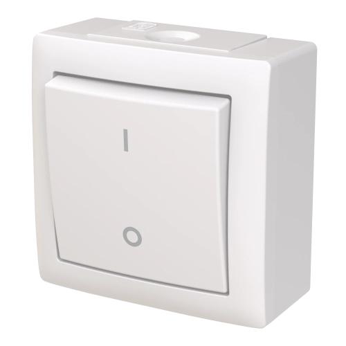 Saga Switch 2-Pole External 75x75x41mm 16A 250V IP44 White ABB