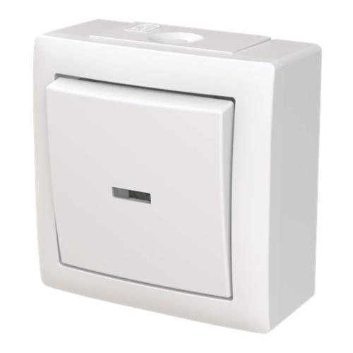 Trykknap Trappe Udvendigt gevind Saga 16A 250V IP44 Hvid ABB