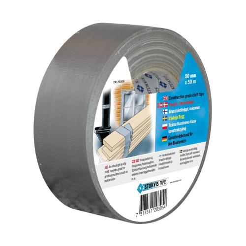 Construction Grade Cloth Tape Silver 50mmx10m, Stokvis
