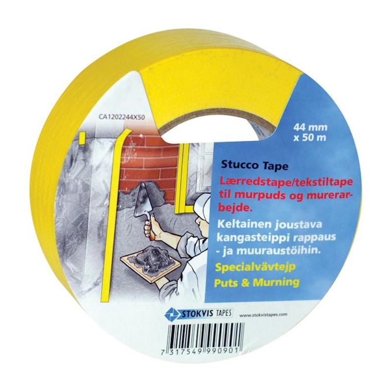 Stoftape Pudsning/Murværk Special 44mmx50m Gul Stokvis Tapes