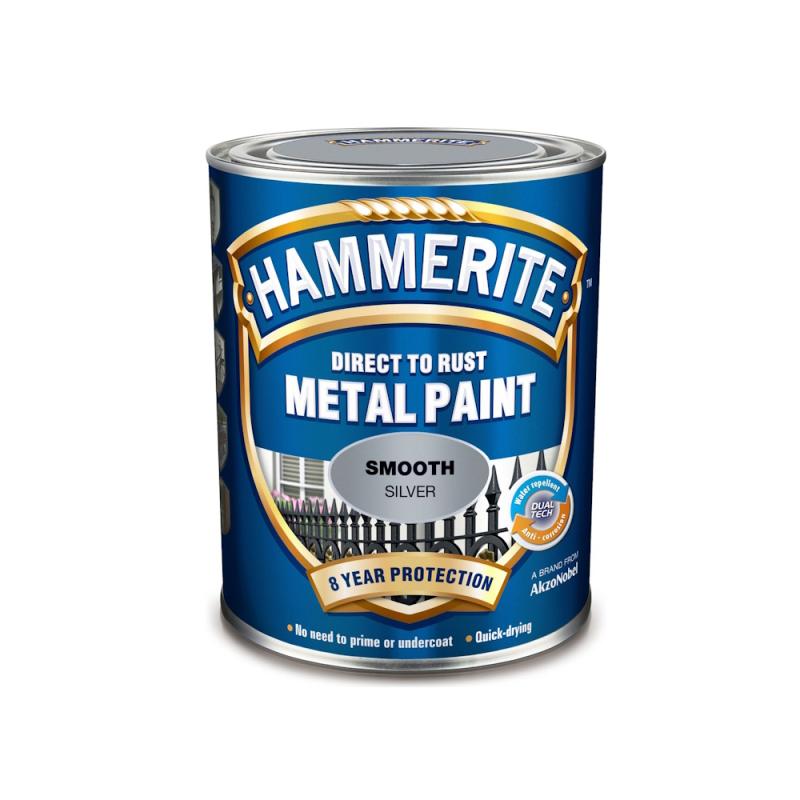 Metalmaling Smooth Finish 0,75 Liter Sølv Hammerite