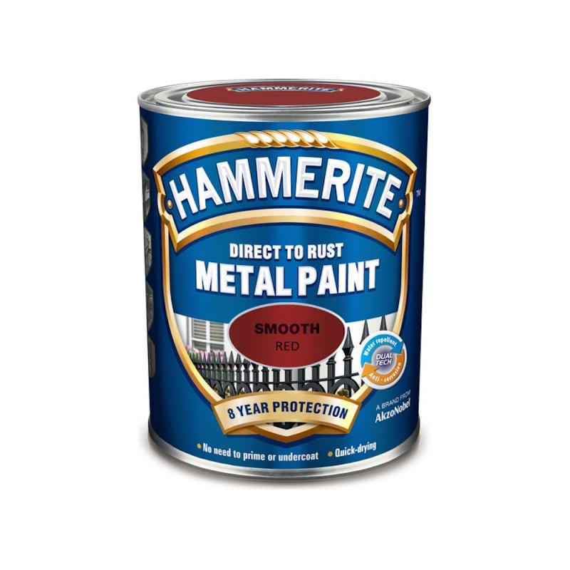 Metalmaling Glat Finish Metal 0,75 Liter Rød Hammerite