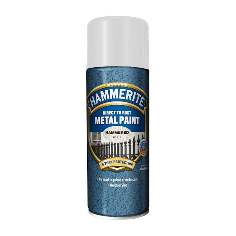 Metallfärg Hammer Effect Spray Metall 0,4 Liter Vit Hammerite