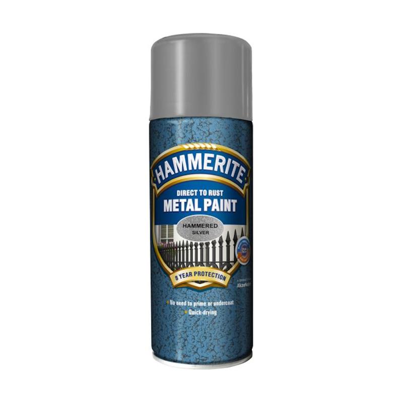 Metallfärg Hammer Effect Spray Metall 0,4 Liter Silver Hammerite