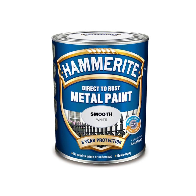 Metalmaling Smooth Finish 0,25 Liter Hvid Hammerite