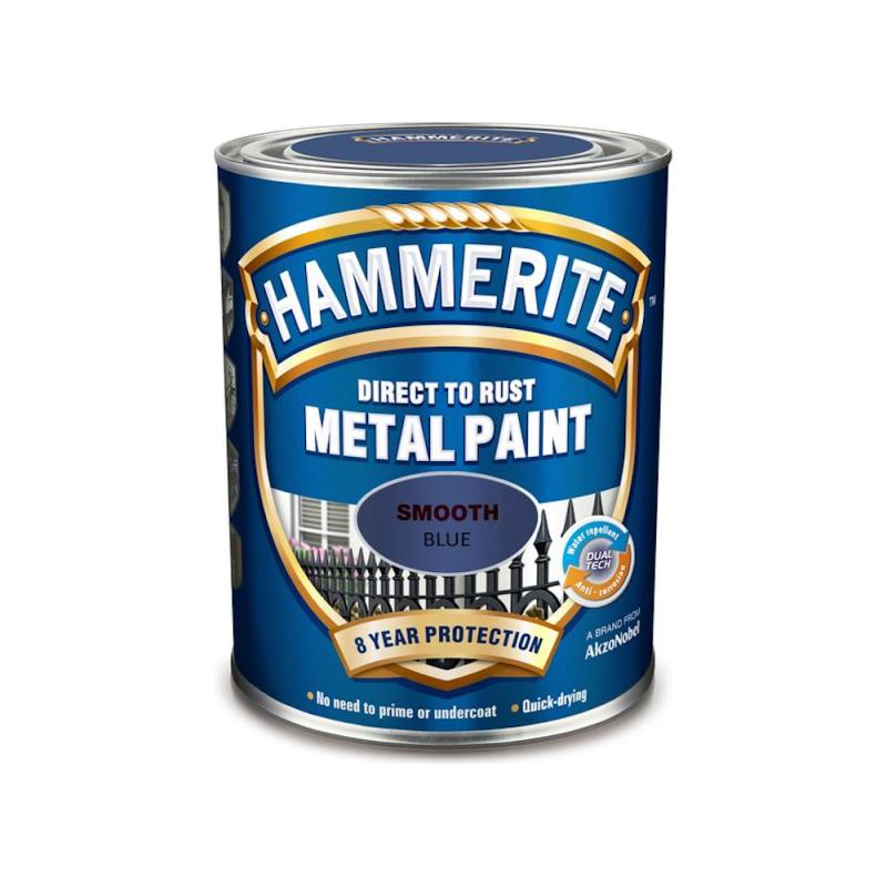 Metalmaling Glat Finish Metal 0,25 Liter Blå Hammerite