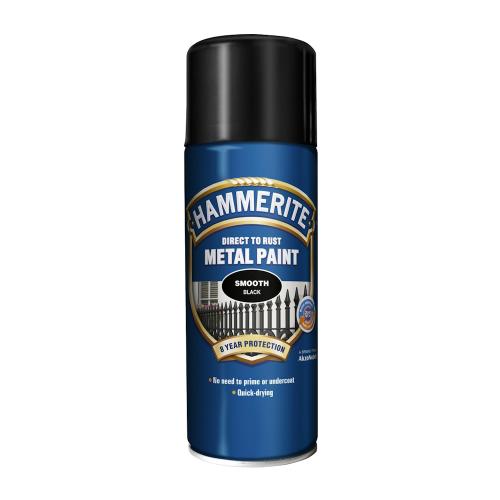 Metallfärg Smooth Finish Spray Metall 0,4 Liter Svart Hammerite