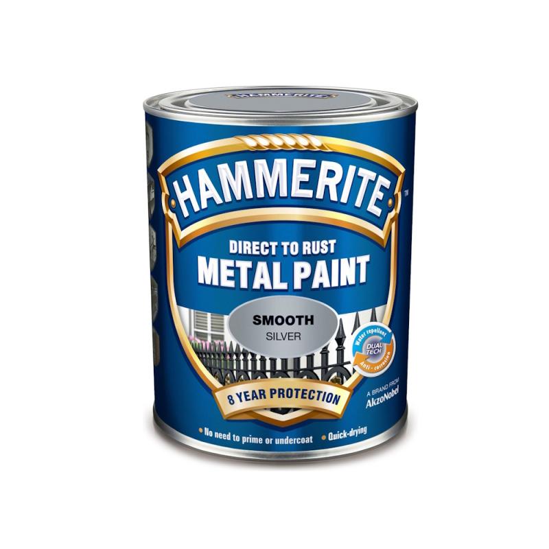 Metalmaling Smooth Finish 0,25 Liter Sølv Hammerite